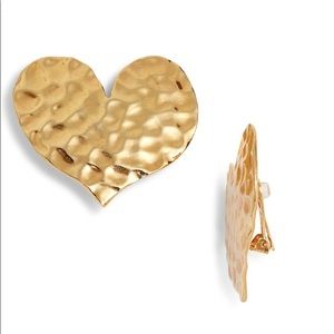 Gold clip-on enamored heart earrings